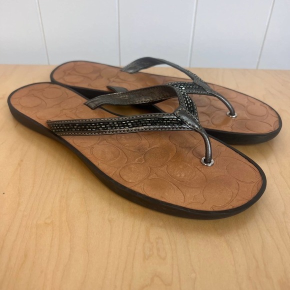 Coach Laurel Leather FlipFlop Sandels SZ‎ 8 - Picture 4 of 6